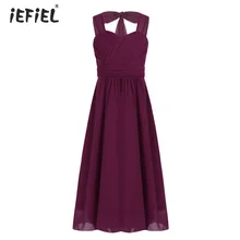 Элегантное детское платье с цветочным узором для девочек; шифоновое Пышное летнее платье подружки невесты для девочек; платье принцессы для свадебной вечеринки; Одежда для девочек