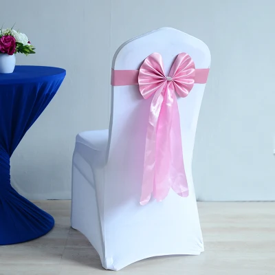 14 цветов стул из лайкры sash длинный хвост бабочка галстук готовая лента спандекс свадебное украшение для стульев - Цвет: PINK
