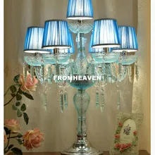 Прозрачный Настольный светильник, современный синий цвет, искусство, высококачественные Кристаллы k9, настольная лампа для дома, спальни, гостиной, украшения