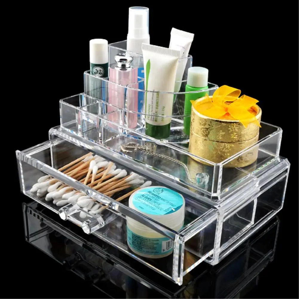

WITUSE Crystal Acrylic Drawer Type Jewelry Desktop Storage Box Transparent Makeup Cosmetic Organizer Special Christmas Gift