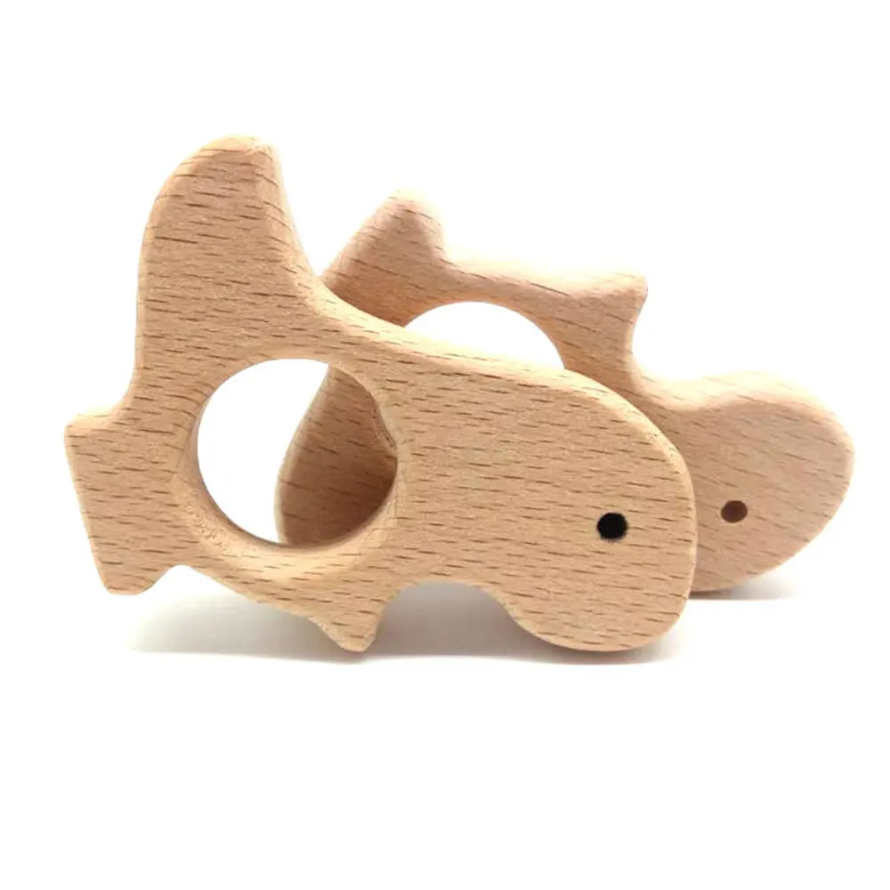 Cartoon Baby Teether Teething Toy Cute Safe Eco-Friendly Wood Horse Elephant Whale