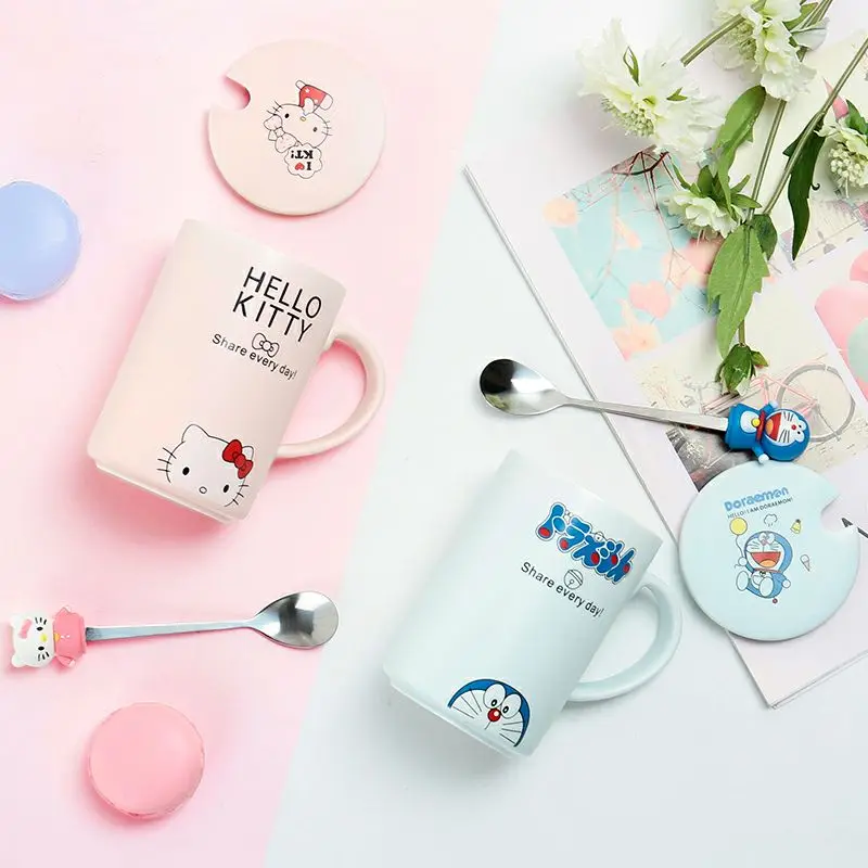 Hello kitty кофе чашки Молоко чай Кружка рождественские подарки дети воды с крышкой и