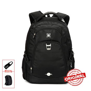 

SWISS wateproof Men's laptop Backpacks bag Waterproof Nylon Laptop Backpack Black Mochila Masculina Bag Pack For Students