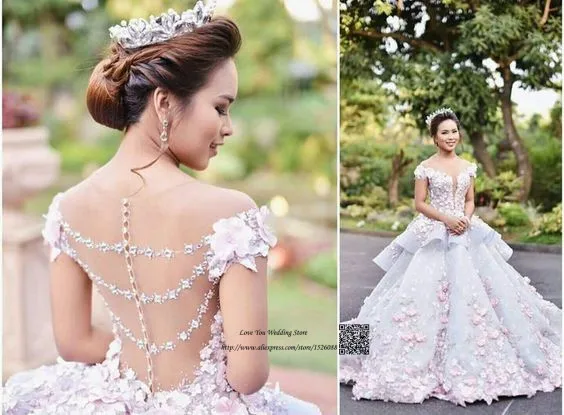 Роскошное бальное платье свадебные платья розовое с цветами Vestidos de Noiva Casamento