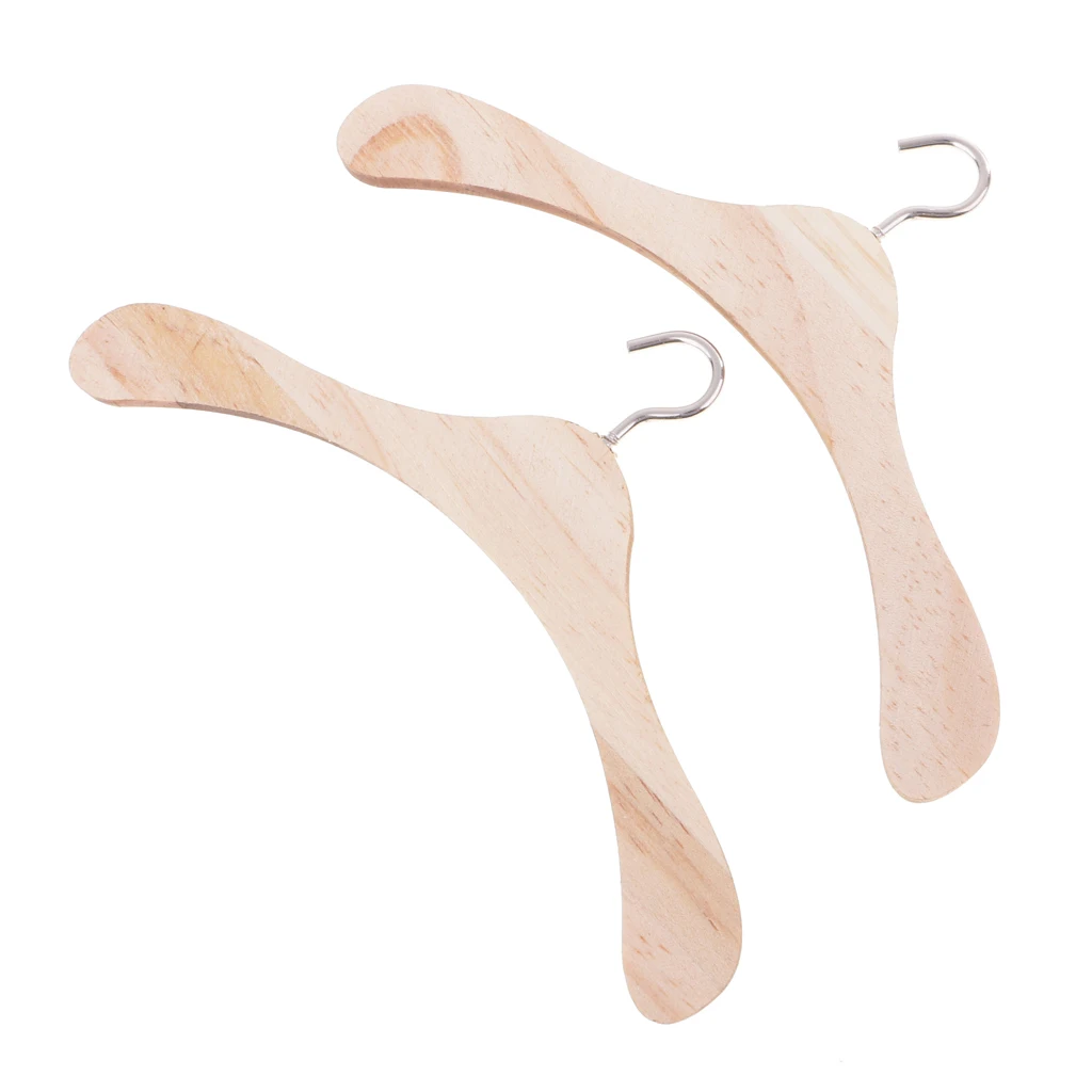 High Quality 10 Pieces 15cm Natural wood color Wood Clothes Hanger Metal Hook for 1:3 Male BJD SD17 Uncle Dolls