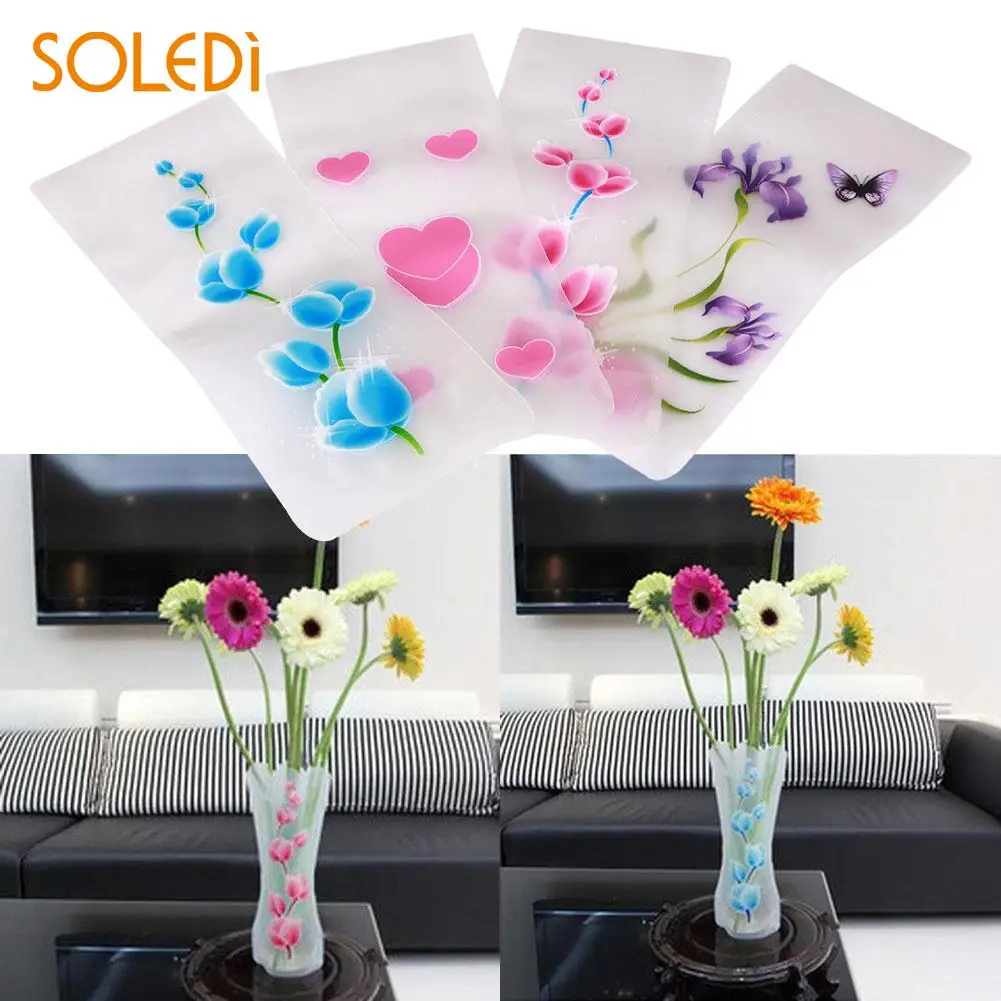 PVC Foldable Reusable Plastic Vase Desktop 27*12cm Folding Vases