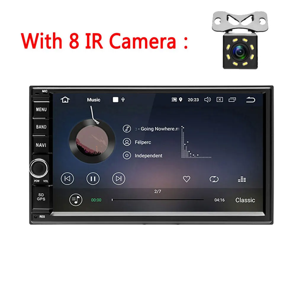 Podofo 2din Android автомобильное радио Восьмиядерный 4 г+ 32 г аудио стерео 2 din мультимедийный плеер gps/Bluetooth/FM/RDS/wifi/OBD/DVR Авторадио - Цвет: With 8 IR Camera
