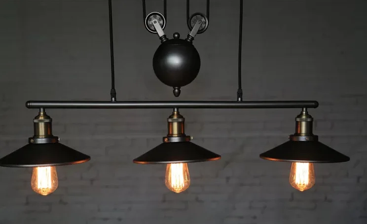 

1pcs Loft America Pulley Lifting Pendant Lights Creative Industrial Vintage Pendant Lamp Adjustable/Contractile Home Lighting