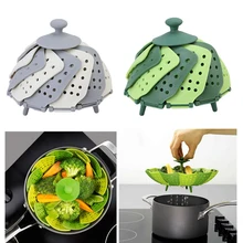2016 Diseño Apilable de Nylon Y Silicona Vapor Multifunción Plegable Frutero Humeante Cajón Estante Plegable de Silicona Vapor