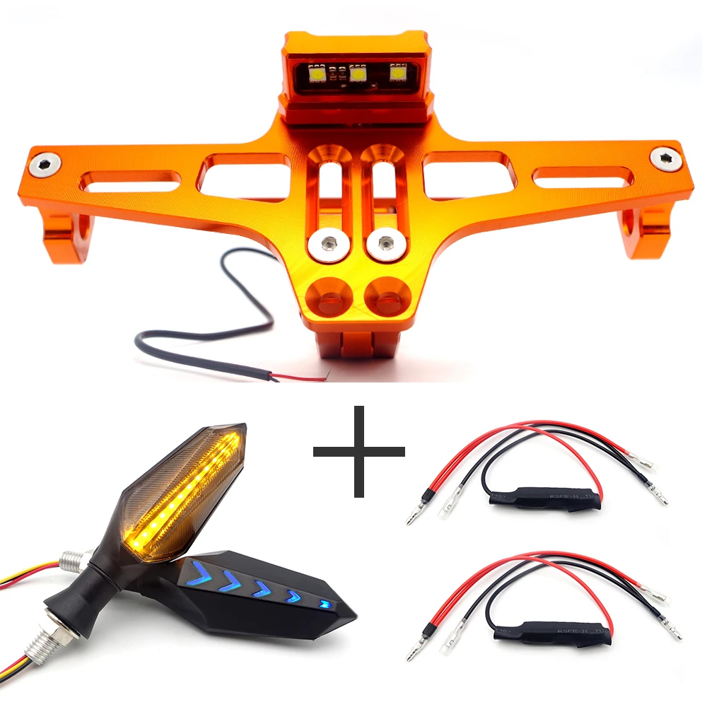 Мотоцикл светодиодный Кронштейн номерного знака держатель CNC регулируемый для honda cb 250 suzuki rmz KTM SXF suzuki gsx s750 Yamaha Virago 250 - Цвет: Orange 2 decoders
