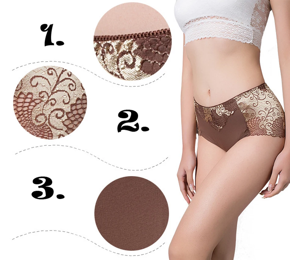 Underwear Women Briefs Sexy Women's Panties Full Transparent Lace Seamless Sexy Plus Size Women Cotton Underwear Panty (3)
