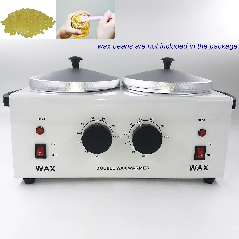 

220V/ 110V Double Pots Depilatory Wax Warmer Machine Paraffine Wax Heater Hand Feet SPA Epilator Hair Removal Tool