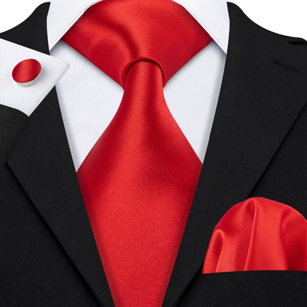 New Wedding Tie Red Solid Fashion NeckTie For Men Business Party Classic 100 Silk Tie Barry