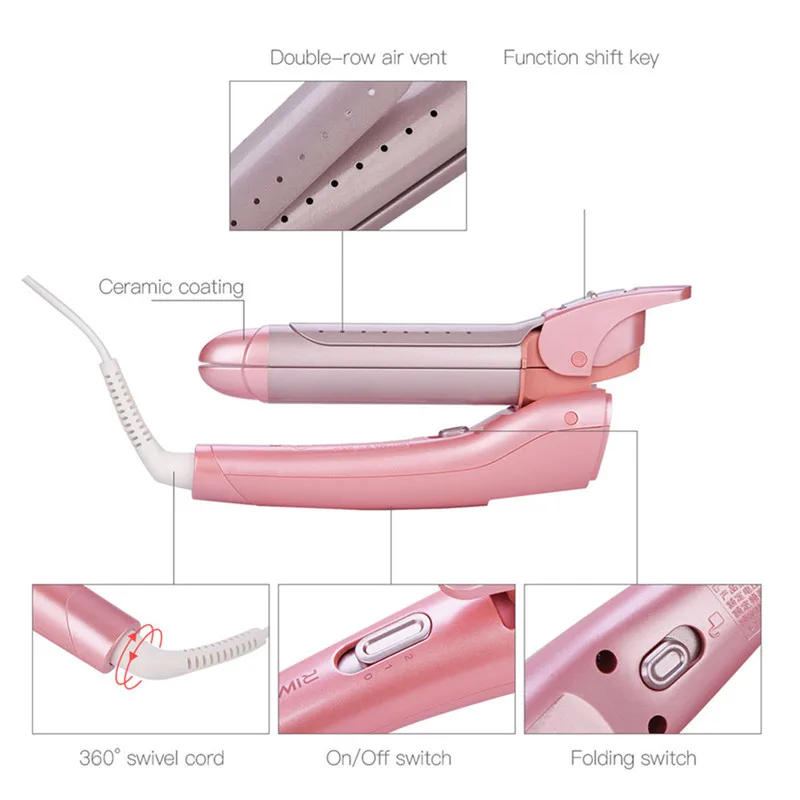 2 в 1 Складные щипцы для завивки волос выпрямитель плоский утюжок керамическая плойка гофрированный утюжок для волос Инструменты для укладки объемных волос Волнистые Локоны