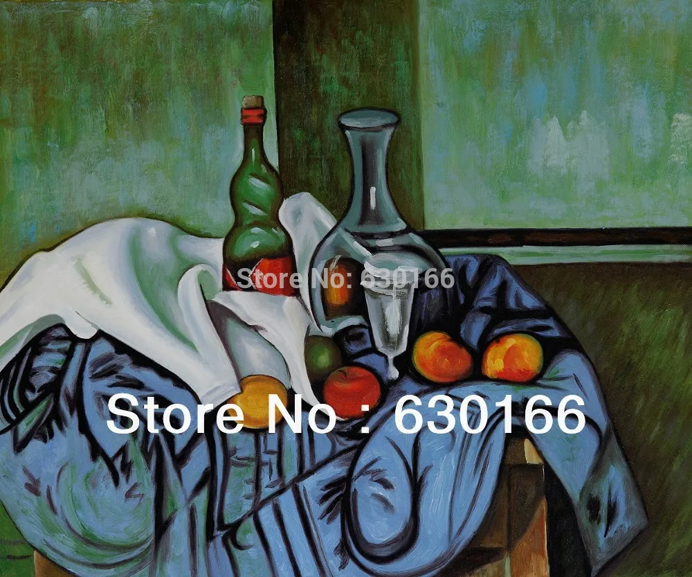 

Paul Cezanne Classical Paintings on Canvas Still Life with Peppermint Bottle Oil Painting for Kitchen Handpainted