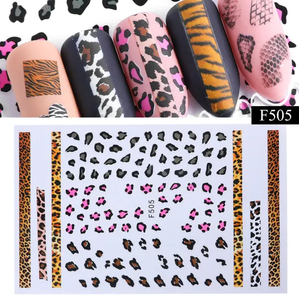 1 шт наклейки для ногтей с леопардовым змеиным принтом для украшения ногтей Маникюрные накладные накладки 3D сексуальные накладки для ногтей аксессуары CHF505-510 - Цвет: F505