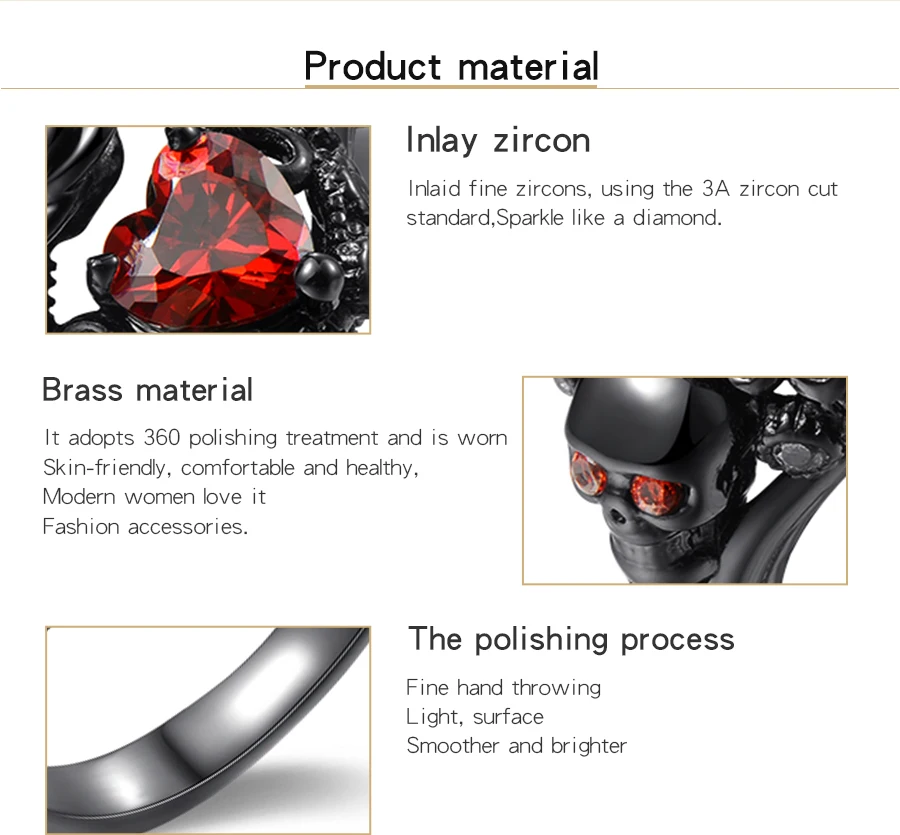 ERLUER модное кольцо для женщин очаровательное кольцо с черным черепом Свадебные украшения повседневные праздничные обручальные кольца дружба подарки на день Святого Валентина