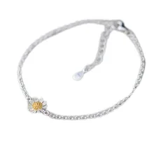 2016 New Arrival Fashionable Fancy Women Body Jewelry Daisy Flower Anklets For Gift Silver Plated Drop Shipping