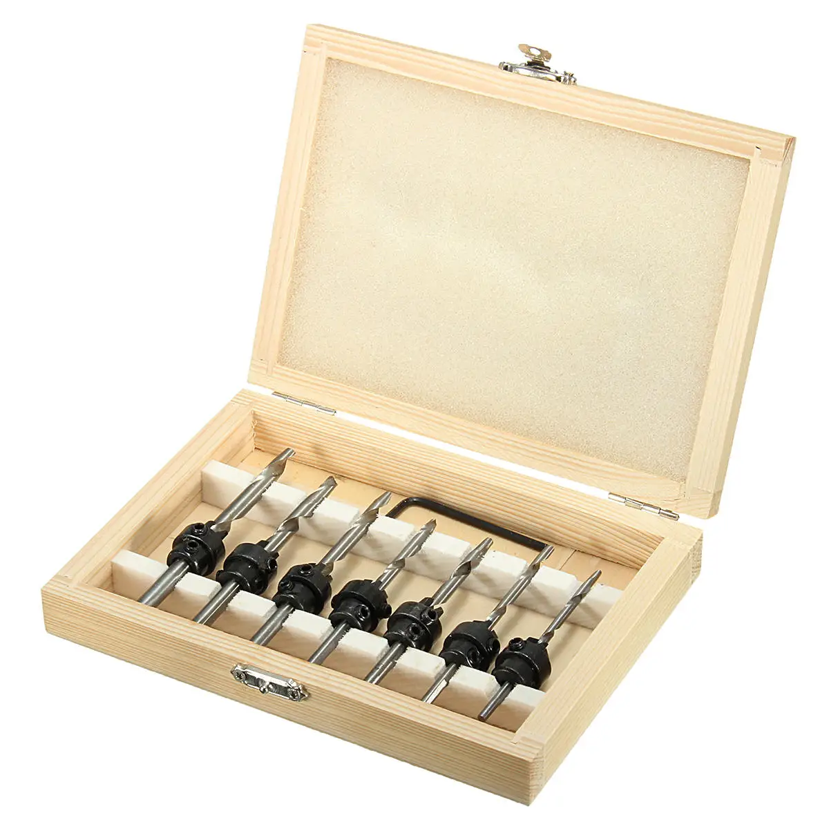 

7pcs Countersink Broca Bits Set Tapered Stop Collar Wood Pilot Hole Screw Kit