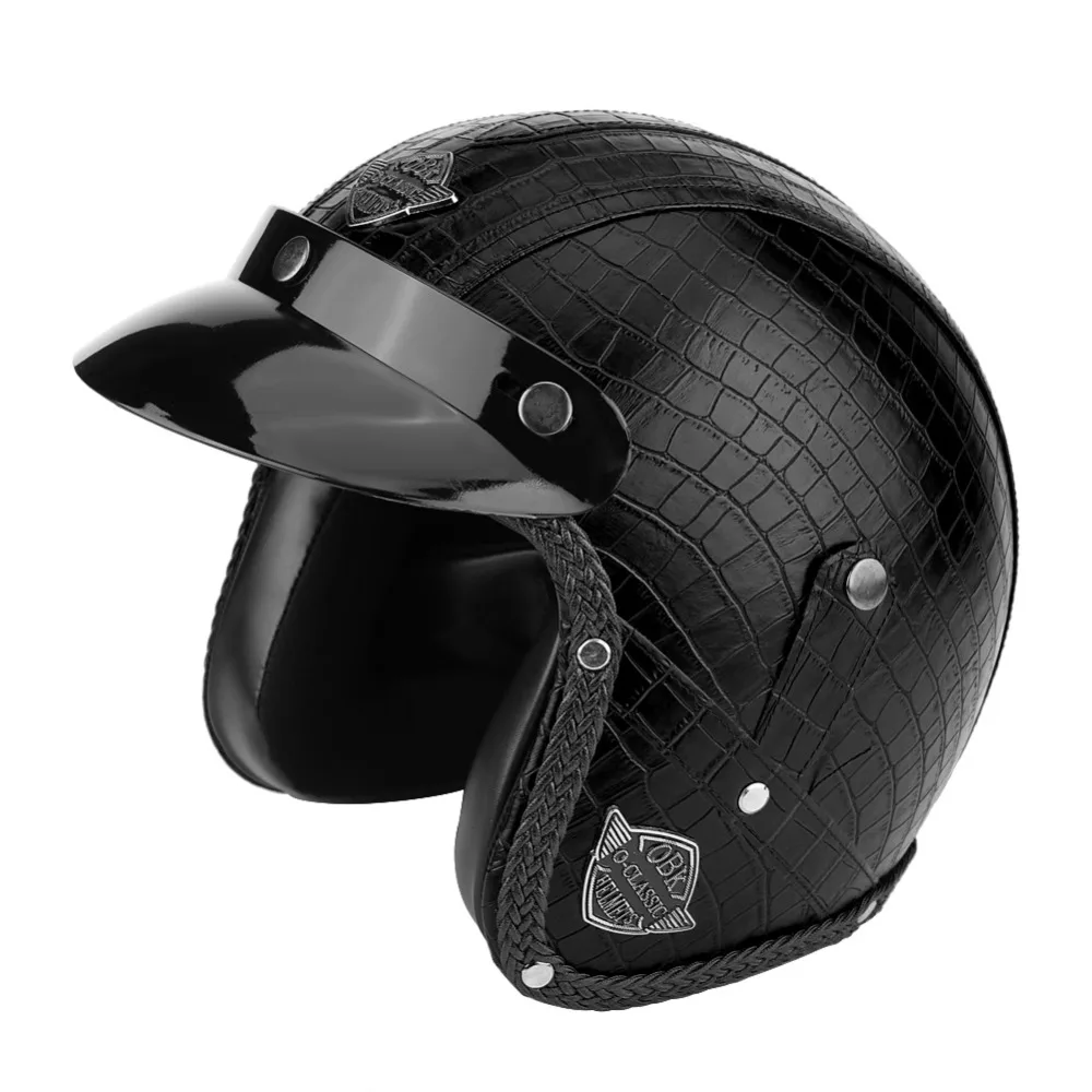 Мотоциклетные шлемы 3/4 из искусственной кожи мотоциклетный шлем для мотоцикла чоппера с открытым лицом винтажный мотоциклетный шлем с Закрытая маска carаксессуары