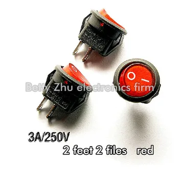 

50PCS/LOT Small Round Rocker Switch Red 2 feet 2 files rocker switch 3A / 250V 6A / 125V
