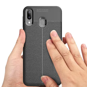 

50pcs/lot For Galaxy M20 Rubber Case Lichee Series Rugger Armor TPU Case For Samsung Galaxy M10