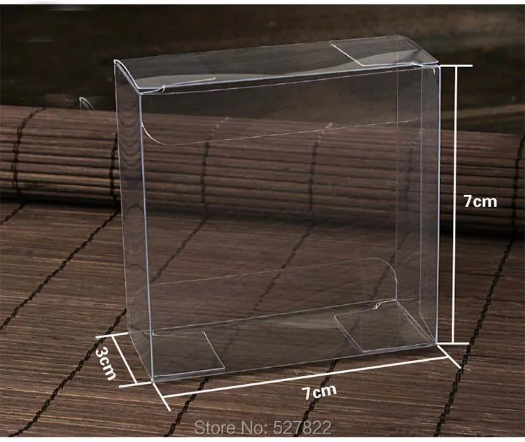 100pcs 7x7x3cm Clear PVC Packaging boxes transparent plastic gift display package square Box Free Shipping