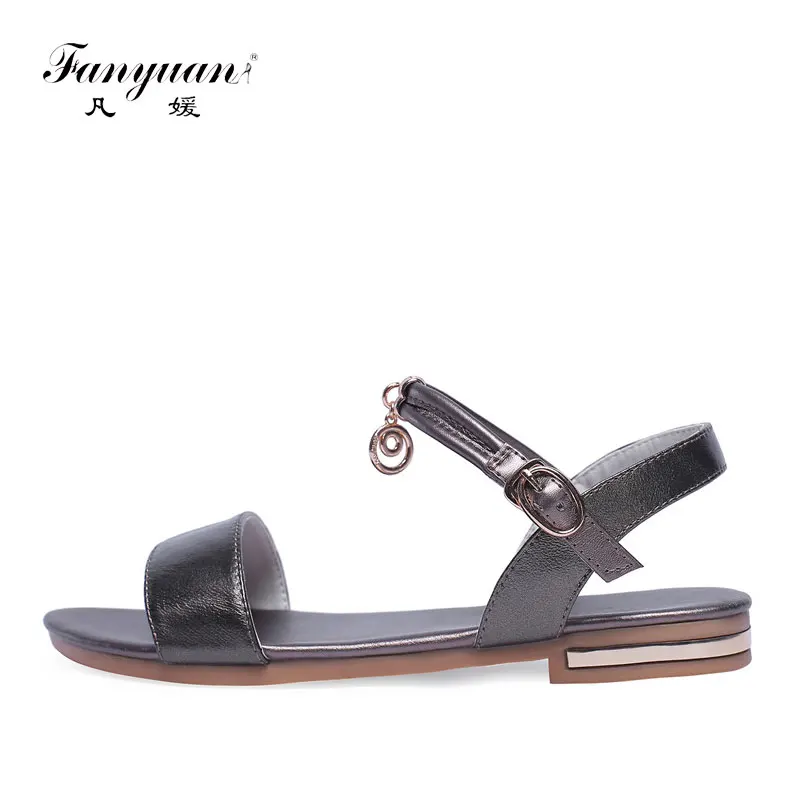 

Fanyuan 2019 hot sale summer shoes women buckle sandals women Casual genuine leather shoes women leisure ladies shoes 2019