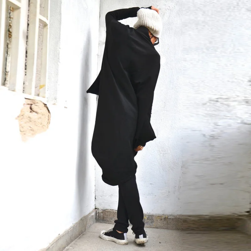 ZANZEA M-5XL, женская мода, Повседневный, негабаритный, длинный рукав, карманы, водолазка, неровный подол, мешковатый пуловер, платье, кафтан