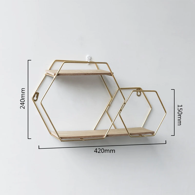 Полка, двойная Шестигранная настенная полка для гостиной, ТВ, настенная приставка, Настенная Декорация, настенная книжная полка