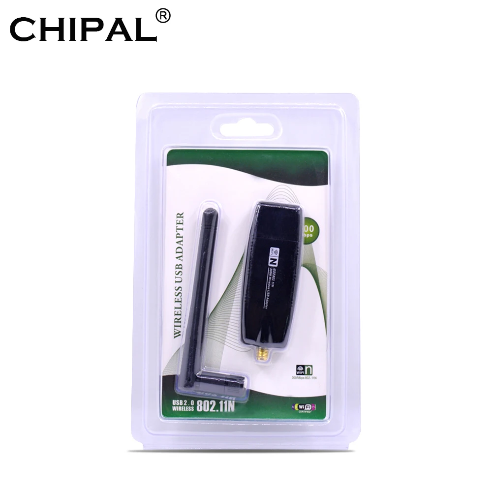 

CHIPAL 300Mbps Wireless Network Card RTL8192 USB WiFi Adapter 802.11n Wi-Fi Receiver AP 3dBi Antenna for PC Windows Linux MAC