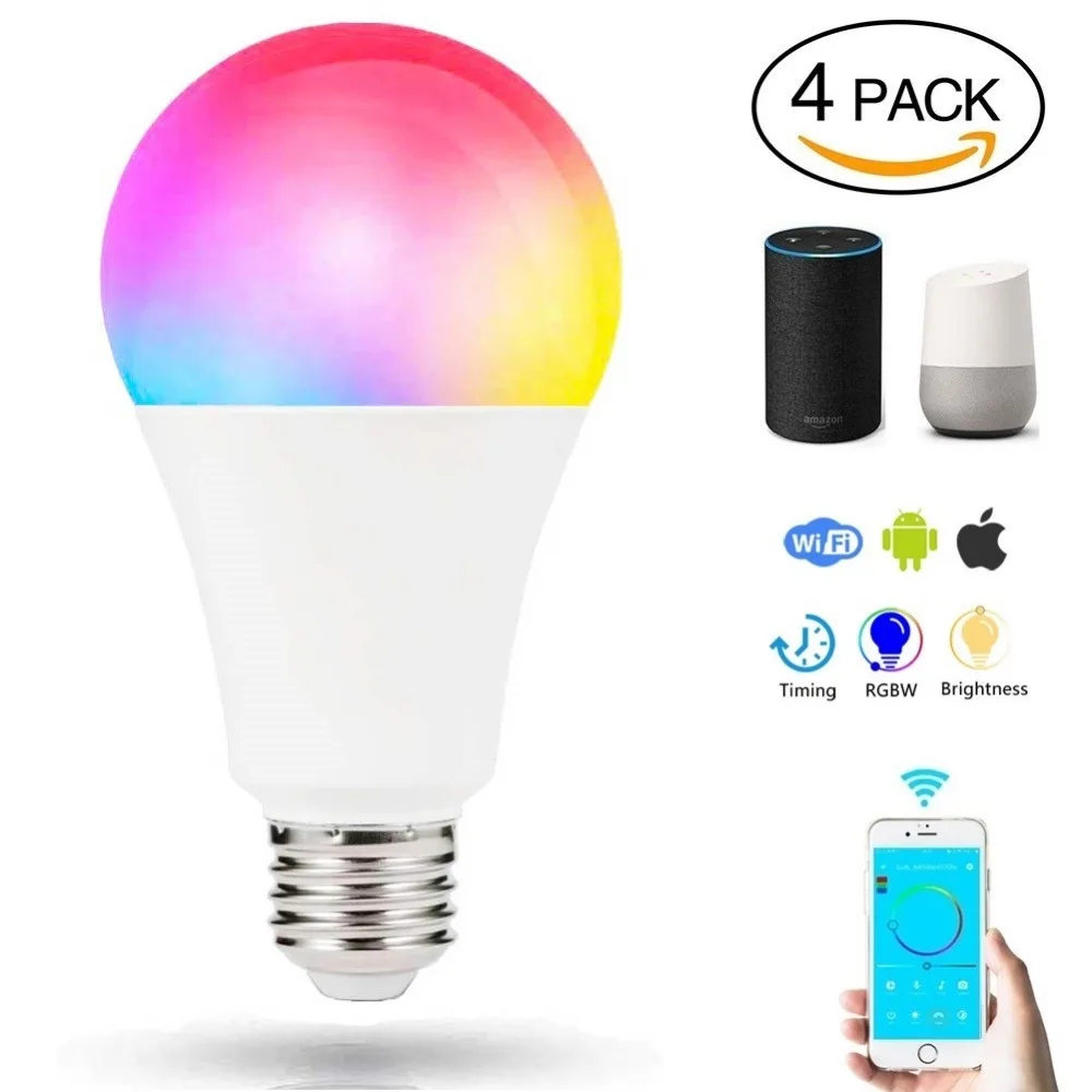 

Led Bulb E27 Smart Wifi Light Bulb Alexa/Google Home 7W APP WIFI Remote Control Smart light Wifi Warm White and RGB Lamp Bedroom