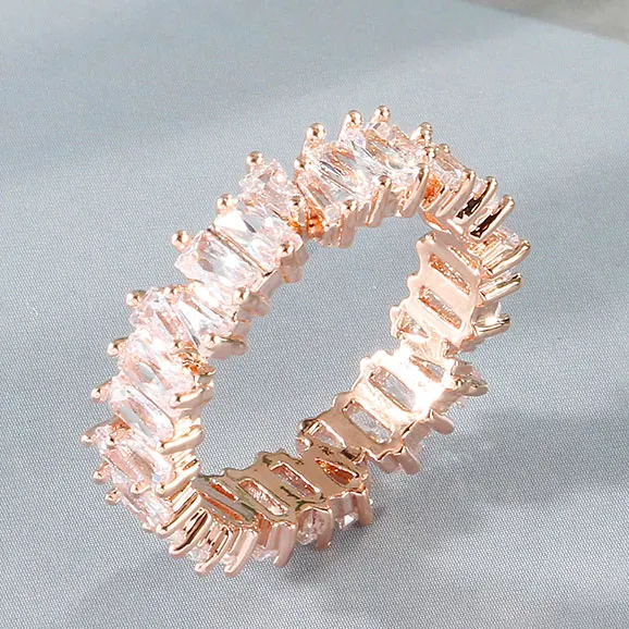 Тонкое Брендовое обручальное кольцо ручной работы AAA Cz, обручальные кольца для женщин, модные аксессуары для пальцев, Anel для свадьбы CRP252E - Цвет основного камня: Rose Gold Color