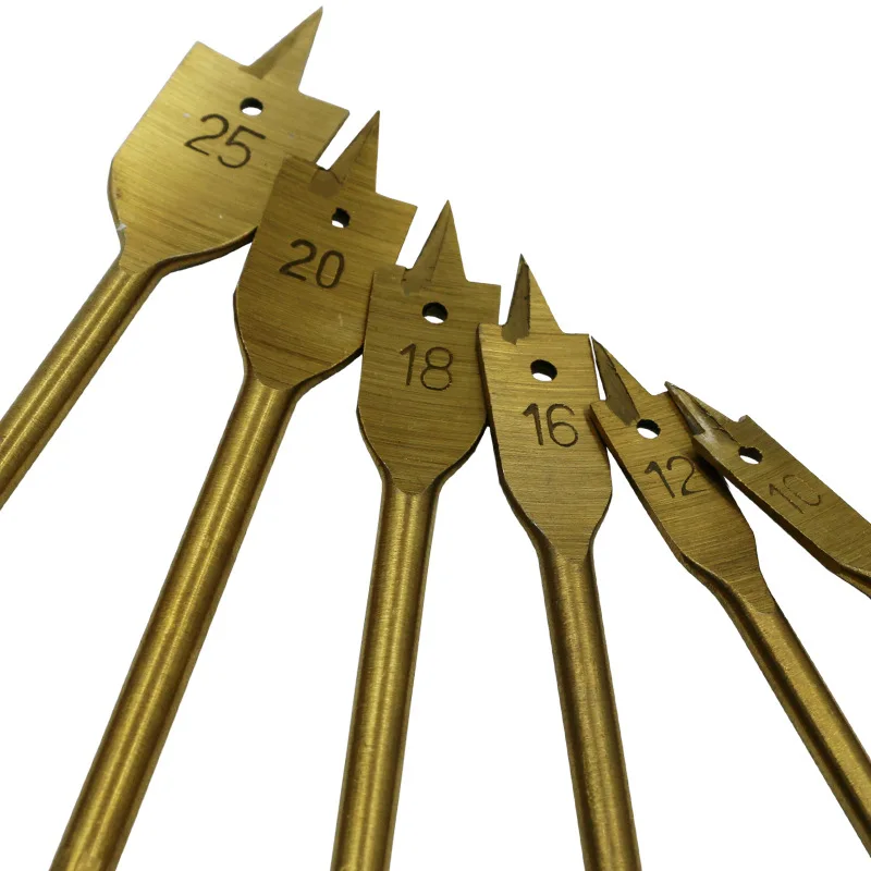 

6pcs/set Titanium Coating Hex Shank Spade Bits Flat Boring Bit Wood Drill Bit Power Tools Hole Saw 10,12,16,18,20,25mm