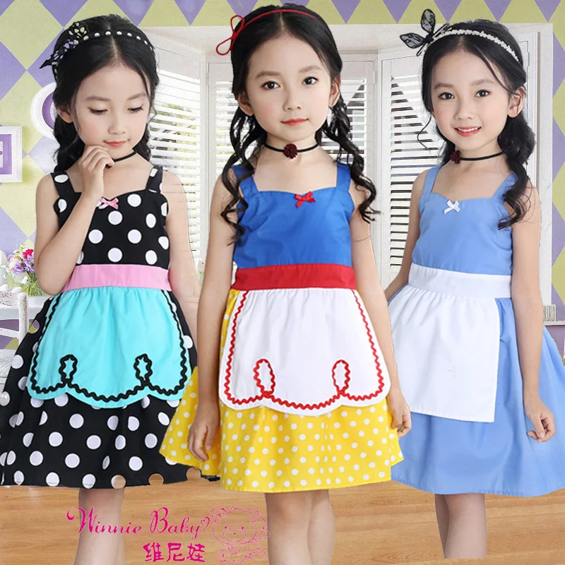 

Alice in Wonderland Toddler Girls Dot Dresses with Apron Snow White Halloween Cosplay Costumes Baby Lovedobers Clothes for Kids