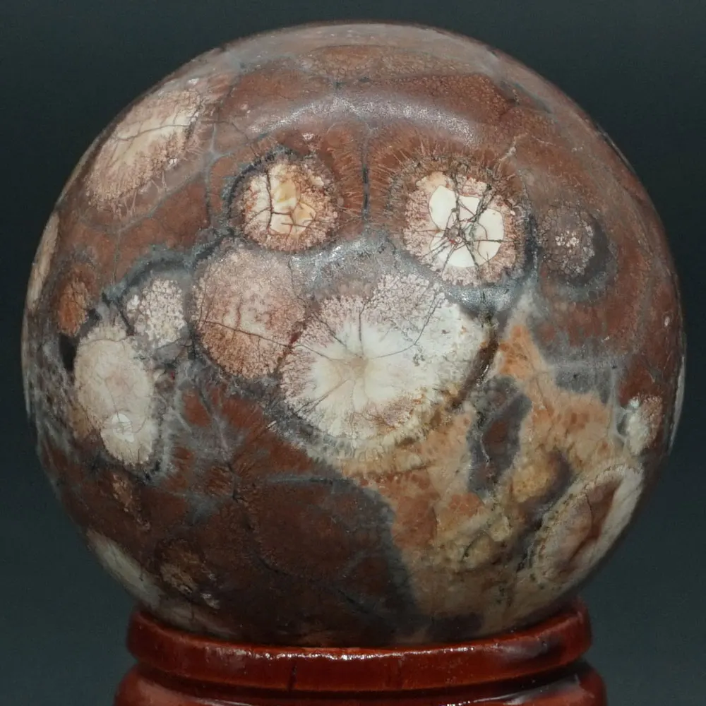 

40MM Natural Gemstone Leopard Fur Jasper Sphere Crystal Ball Reiki Healing Globe Home Decor