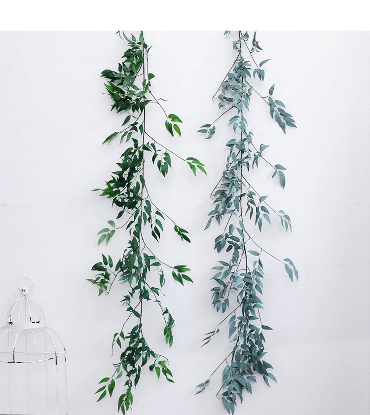 Artificial Ivy Leaf Eucalyptus Leaves Home Decor Wedding Decoration Plants Plastic Green Long Vine Fake Foliage Handmade 180cm