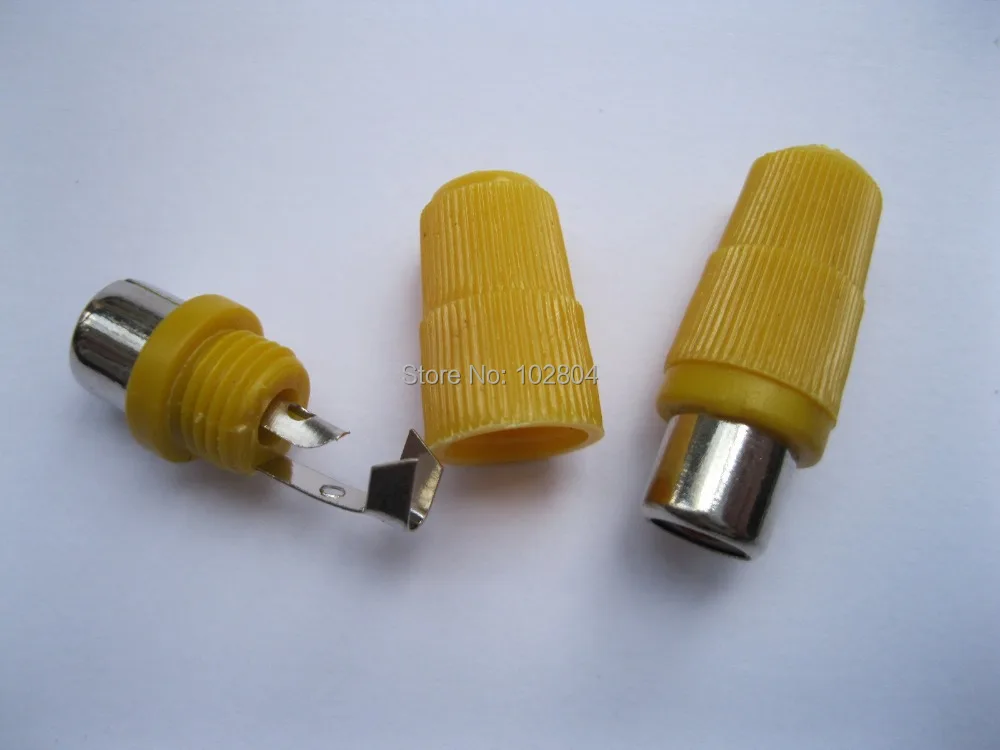 

Solder Yellow RCA Jack Female Audio Video Connector (have no soft tail) 500 pcs per Lot Hot Sale