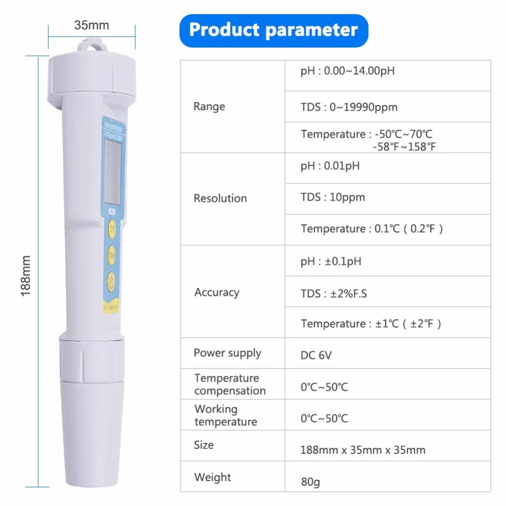 PH-983 3 в 1 многопараметрический pH монитор для измерения температуры воды ручка Тип pH EC TEMP Acidometer пить воду качество анализатор