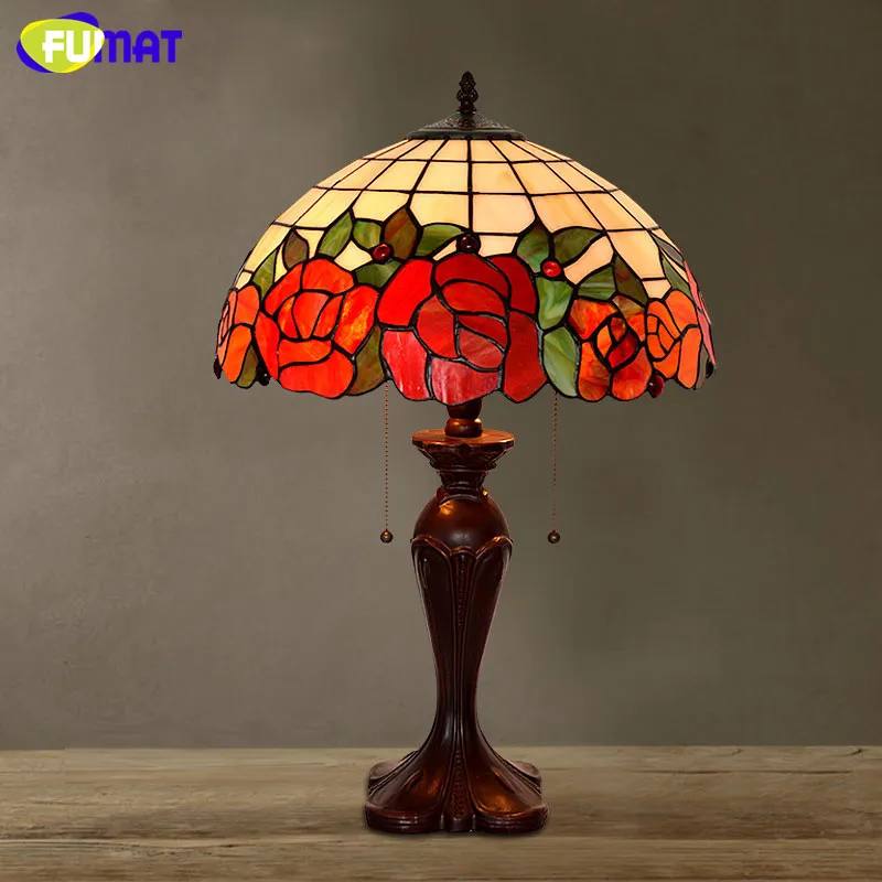 Fumat Stained Glass Lamp European Style Table Lamp Bedside Lamp Retro