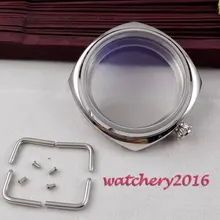 Caixa de aço inoxidável polido Sólidos 316L 47 milímetros parnis vidro mineral endurecido fit 6497 6498 ST 36 movimento Caixa do Relógio(China)