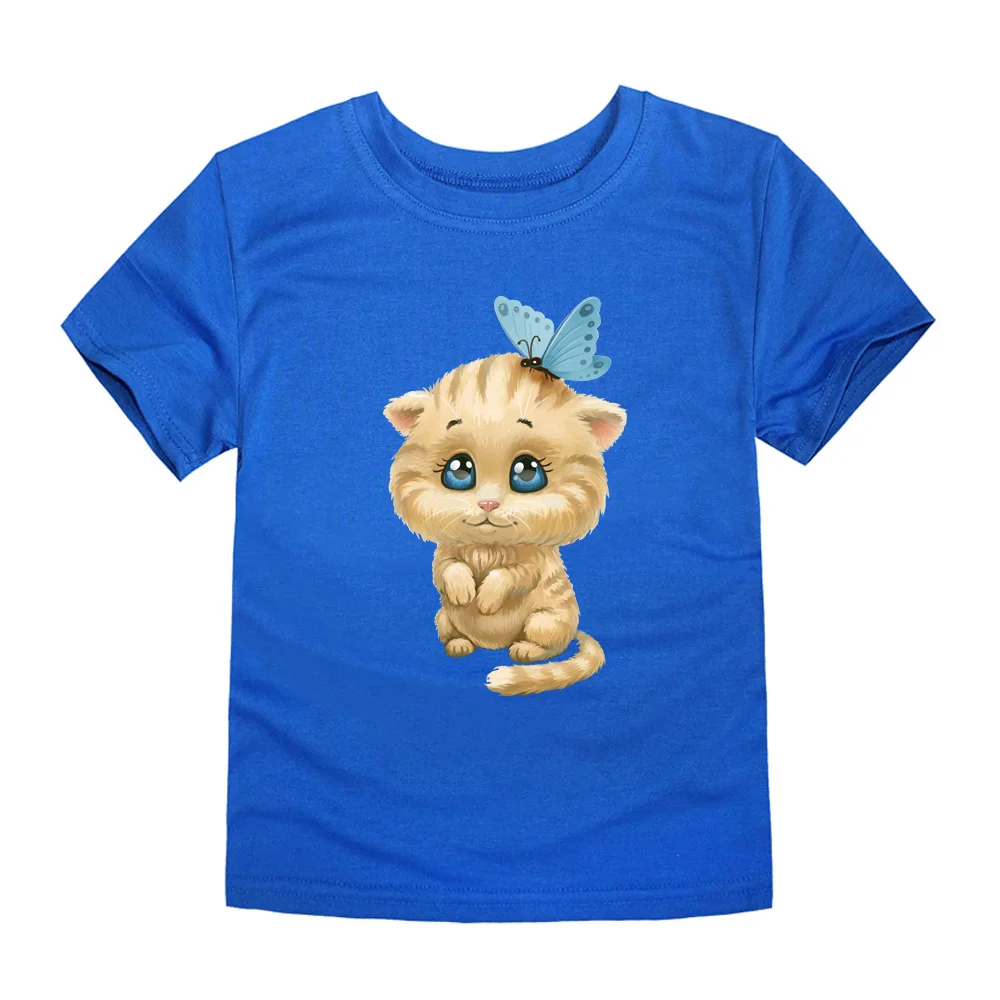 TINOLULING/ футболки для девочек и мальчиков, детские футболки с милым котом, детские футболки с короткими рукавами, модные хлопковые топы для детей 2-14 лет