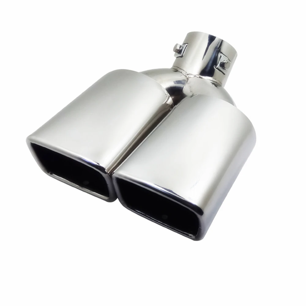 

Autonly Car Round Exhaust Muffler Tip Silver Bending Stainless Steel Exhause Dual Pipe Car Rear Tail Throat Liner 60mm 1PCS