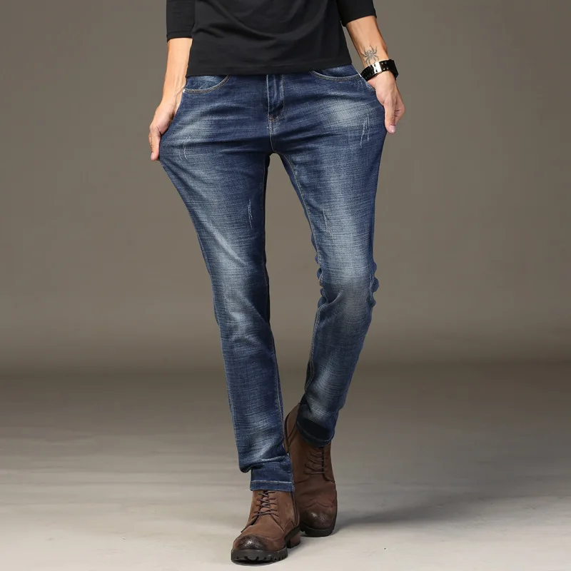 Модные мужские джинсы Рваные Slim Fit Эластичные брюки для девочек Новинка 2019 года