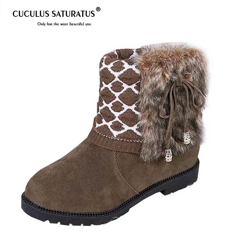 

Cuculus 2019 Winter Leopard Faux Fur Fashion Women Shoes Woman Boots Warm Snow Femme Ladies Boot Luxury Chaussure 1032