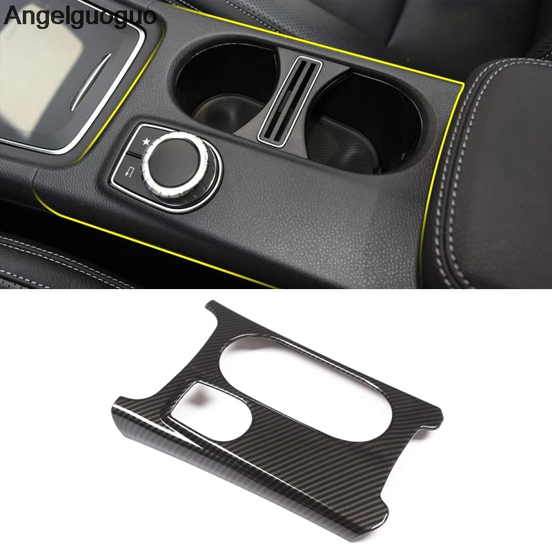 Carbon fiber ABS For Mercedes Benz  A GLA CLA W176 X156 C117 class Car Center Console  Water Cup Holder Trim Cover frame