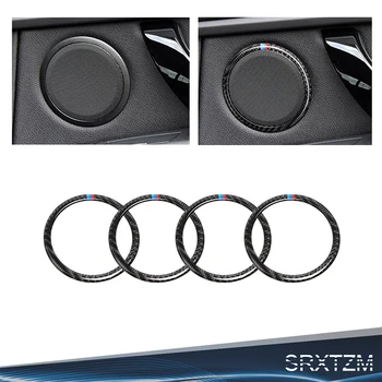 

SRXTZM 4pcs Car Styling Carbon Fiber Car Door Loudspeaker Ring Interior Trim Sticker For BMW F30 320i 325i F34 3GT 3 Series