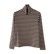 Бархатная приталенная рубашка с высоким воротником; сезон осень-зима; плотная рубашка в полоску с длинными рукавами; Новинка; тонкая модная теплая футболка