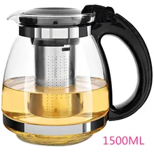 Чайник настоящий 1500 мл стеклянный чайник для дома и офиса чайник термостойкий из нержавеющей стали Фильтр стеклянный чайник для воды