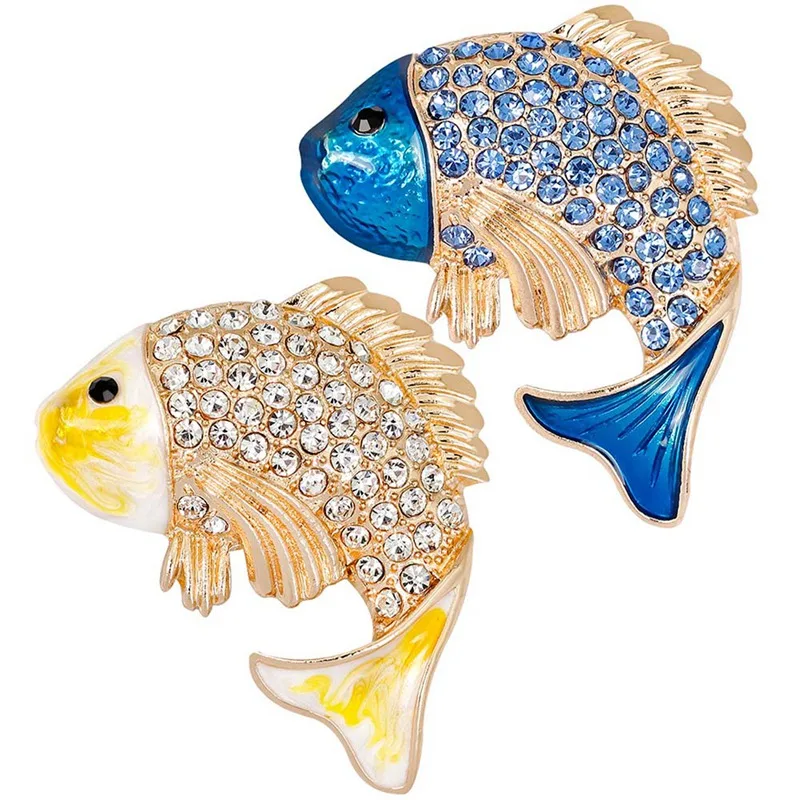 

Cartoon Carp Fish Brooch Enamel Pins Blue/Yellow Color Fashion Animal Brooches Jacket Lapel Pin